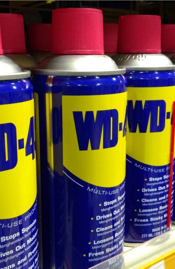 Carpet stains are ugly, slightly embarrassing, and completely awful to remove. Who knew those fuzzies under our feet were so dang absorbent? Use WD-40 to get out crayons that get smashed into the carpet. It works like magic.