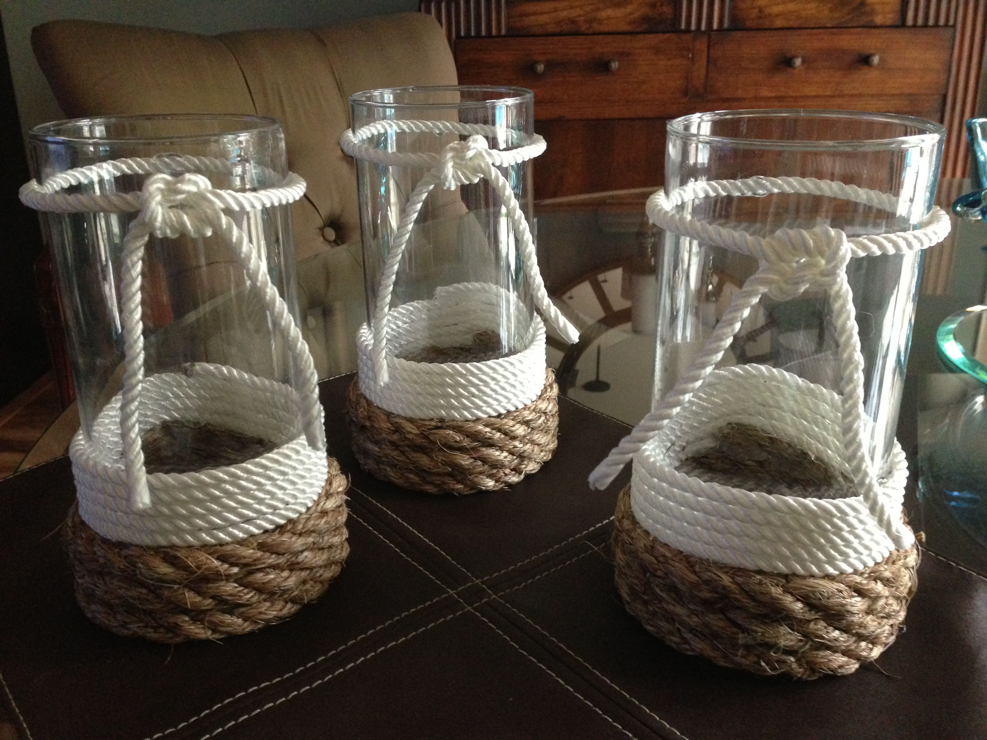 If you have a coastal home, you need to look at these easy nautical DIY decor ideas! These nautical DIY vases will be the highlight of the room.